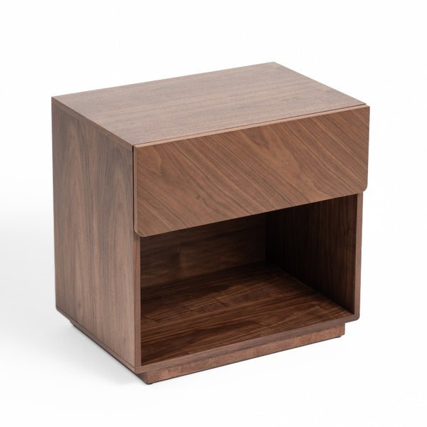VIG Furniture Kamela- Modern Walnut Nightstand With Single Smooth-Glide Drawer, Compact Low-Profile Design For Small Spaces VGMA-BR-128-NS