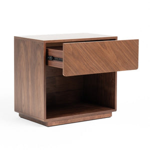 VIG Furniture Kamela- Modern Walnut Nightstand With Single Smooth-Glide Drawer, Compact Low-Profile Design For Small Spaces VGMA-BR-128-NS