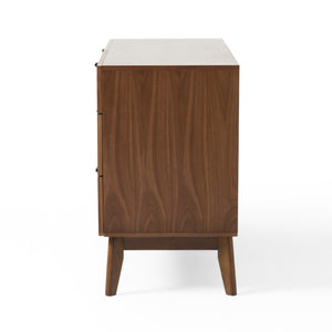 VIG Furniture Kamela- Walnut Dresser With Six Drawers, Black Metal Handles, 55" Wide Modern Storage Solution VGMA-BR-128-DR