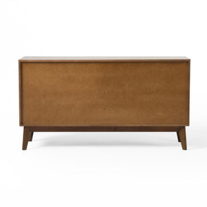 VIG Furniture Kamela- Walnut Dresser With Six Drawers, Black Metal Handles, 55" Wide Modern Storage Solution VGMA-BR-128-DR
