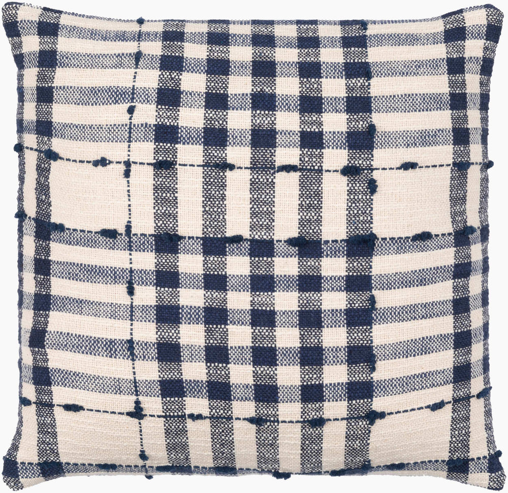 Surya Kellan 18" Cotton Accent Pillow - Cozy Country Cottage Charm For Your Home Decor & Easy Care Dark Blue Cotton,Cotton Kan001-1818p