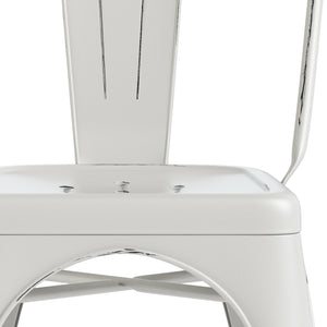 English Elm Fletcher Metal Dining Side Chair Set Of 2 - Vintage Distressed White, Durable & Chic Design B136P158661