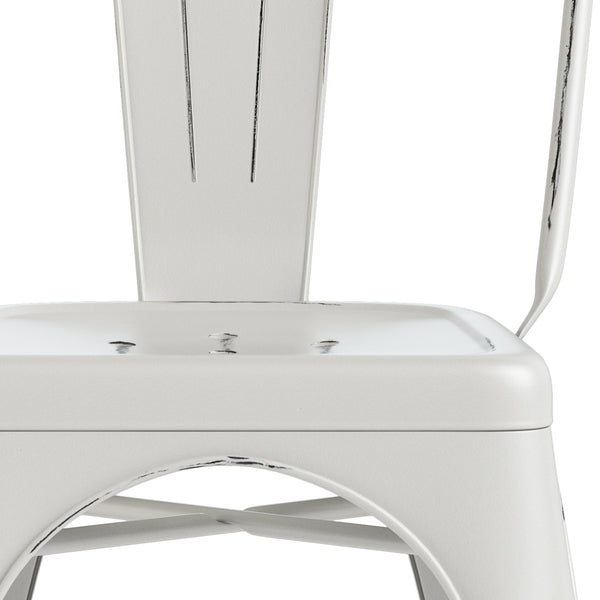 English Elm Fletcher Metal Dining Side Chair Set Of 2 - Vintage Distressed White, Durable & Chic Design B136P158661