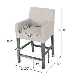 English Elm Upholstered Counter Stool with Rubberwood Frame for Kitchen Island or Home Bar 71252.00LGRY-2