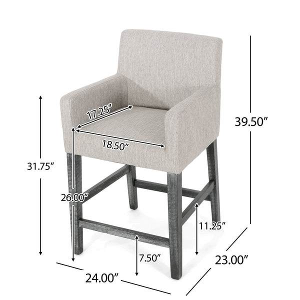 English Elm Upholstered Counter Stool with Rubberwood Frame for Kitchen Island or Home Bar 71252.00LGRY-2