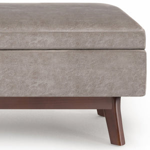 English Elm Owen - Stylish Mid-Century Small Rectangular Storage Ottoman In Distressed Grey Taupe Faux Leather B136P159199-GIGA
