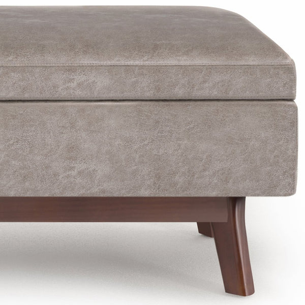 English Elm Owen - Stylish Mid-Century Small Rectangular Storage Ottoman In Distressed Grey Taupe Faux Leather B136P159199-GIGA