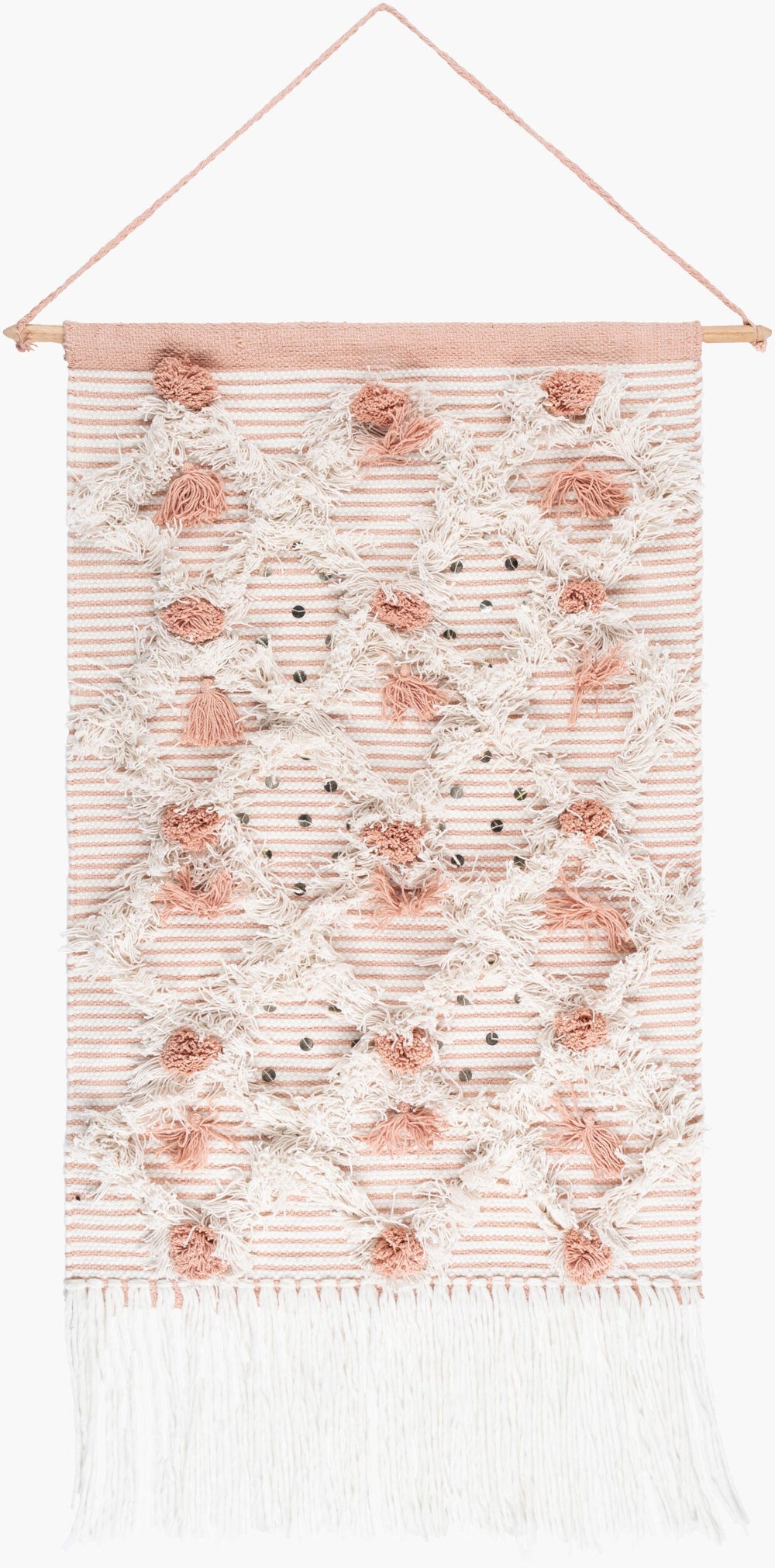 Surya Kari 32"H X 14"W Global-inspired Wall Hanging - Elegant Decor With Durable, Eclectic Charm! White Cotton,Wood Kar1000-1422