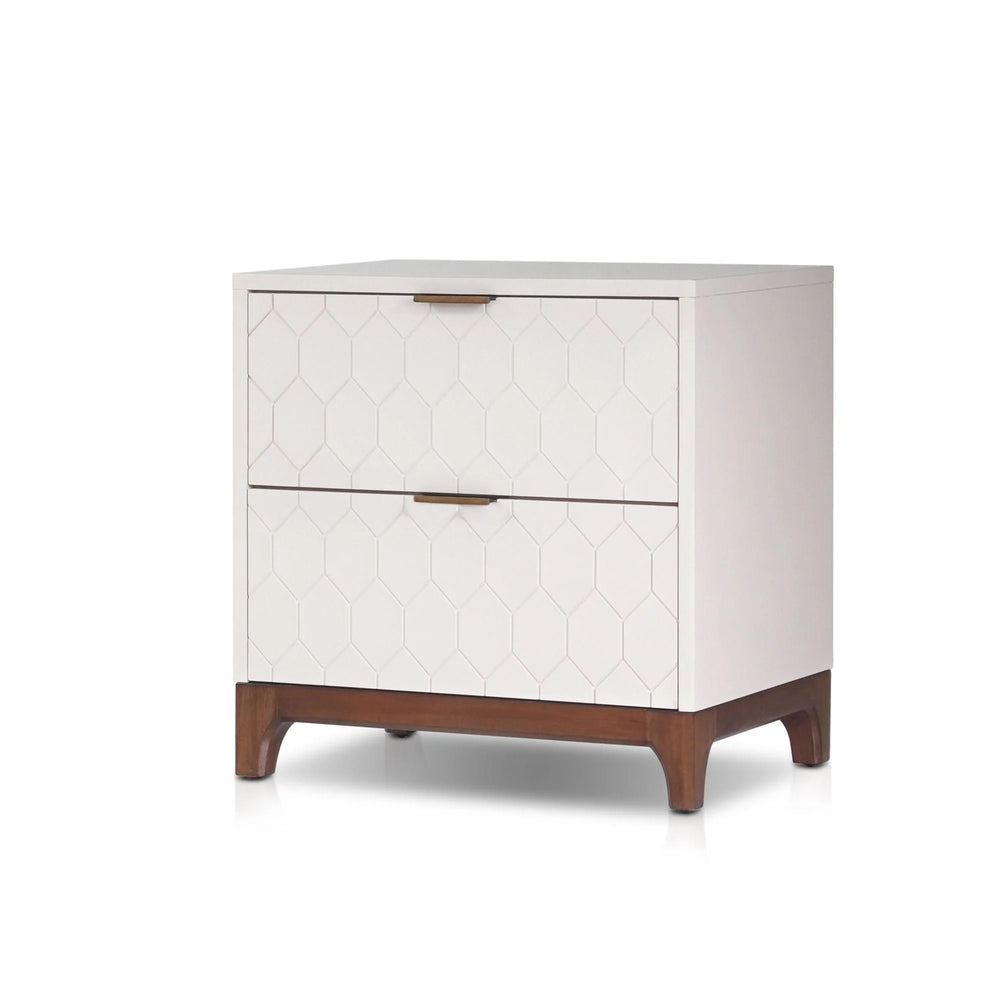 Origins Kara Two Drawer Mahogany Nightstand Soft Close Glides Transitional Bedroom Elegance NS-20