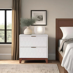 Origins Kara Two Drawer Mahogany Nightstand Soft Close Glides Transitional Bedroom Elegance NS-20