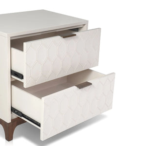 Origins Kara Two Drawer Mahogany Nightstand Soft Close Glides Transitional Bedroom Elegance NS-20