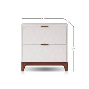 Origins Kara Two Drawer Mahogany Nightstand Soft Close Glides Transitional Bedroom Elegance NS-20