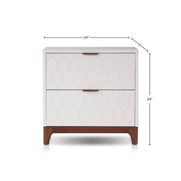 Origins Kara Two Drawer Mahogany Nightstand Soft Close Glides Transitional Bedroom Elegance NS-20
