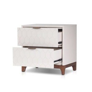 Origins Kara Two Drawer Mahogany Nightstand Soft Close Glides Transitional Bedroom Elegance NS-20