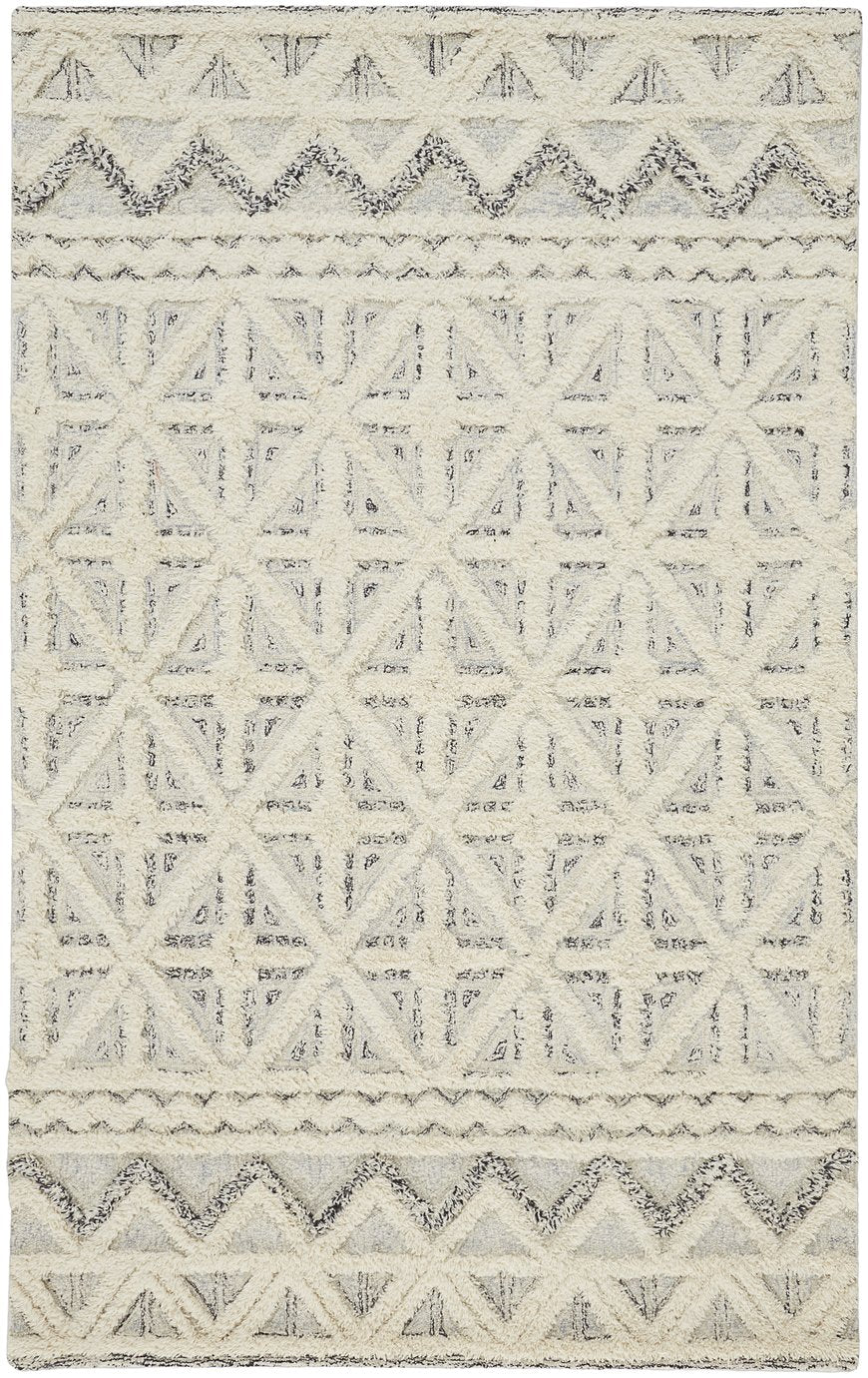 Feizy Rugs Anica Hand-tufted Wool Geometric Rug - Elegant Bohemian Style For Living Rooms And Nurseries Ivory,Black Wool Anc8007fbluivyj00