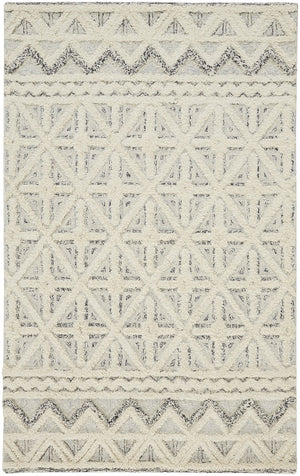 Feizy Rugs Anica Hand-tufted Wool Geometric Rug - Elegant Bohemian Style For Living Rooms And Nurseries Ivory,Black Wool Anc8007fbluivyj00