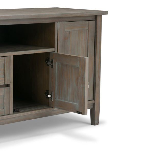 English Elm Warm Shaker 72" Tv Media Stand - Handcrafted Distressed Grey With Storage & Cable Management Solutions B136P159712-GIGA