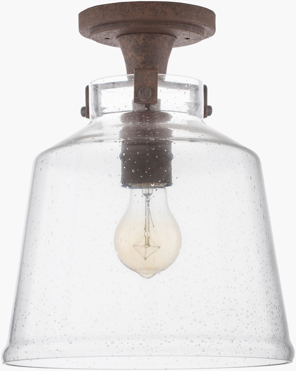 Surya Kasey Elegant 10" X 10" X 12" Glass And Metal Pendant Light - Perfect For Dining Room Or Bedroom! Fixture, Clear Glass,Iron Kas-001