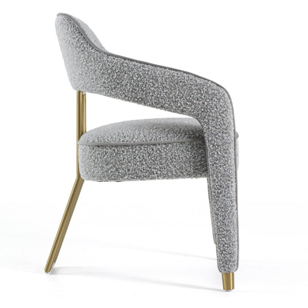 VIG Furniture Kasem Modern Grey Fabric Dining Chair With Plush Foam Cushion & Brushed Gold Stainless Steel Base VGMF-D1204-GRY