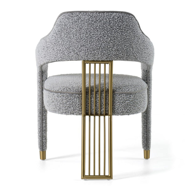 VIG Furniture Kasem Modern Grey Fabric Dining Chair With Plush Foam Cushion & Brushed Gold Stainless Steel Base VGMF-D1204-GRY