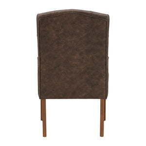 Homelegance By Top-Line Amina Light Distressed Natural Finish Linen Tufted Dining Chair Brown Wood