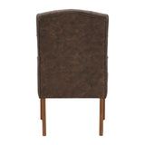 Homelegance By Top-Line Amina Light Distressed Natural Finish Linen Tufted Dining Chair Brown Wood