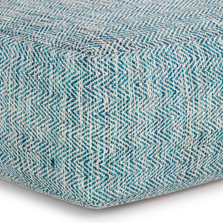 English Elm Nate Square Pouf - Stylish Hand-Woven Teal Melange Accent For Versatile Seating & Footrest Use B136P159276