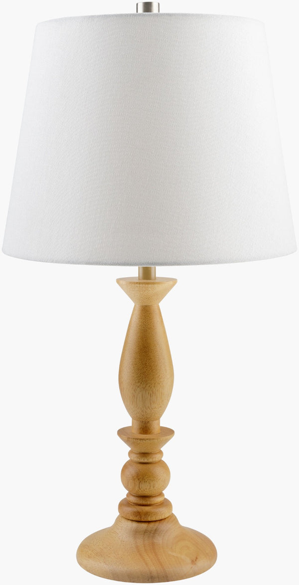 Livabliss Kauri Wooden Veneer Table Lamp with Linen Shade for Bedside or Reading Nook KAU-002