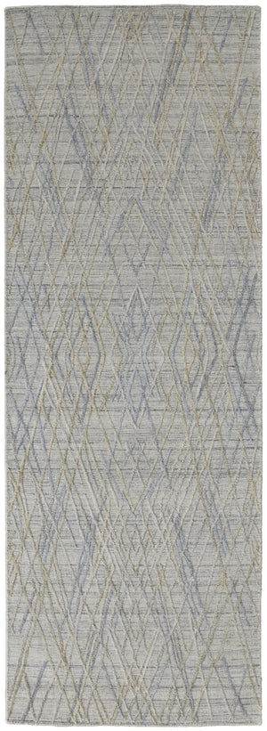 Feizy Rugs Elias Handwoven Abstract Diamond Area Rug In Luxurious Viscose And Wool For Elegant Home Decor Gray,Ivory Viscose,Wool Els6589fblu000i29
