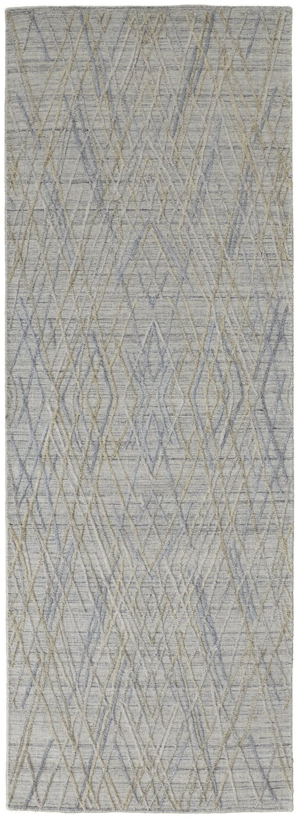 Feizy Rugs Elias Handwoven Abstract Diamond Area Rug In Luxurious Viscose And Wool For Elegant Home Decor Gray,Ivory Viscose,Wool Els6589fblu000i29