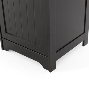 English Elm Christopher Knight Home® - BATHROOM Linen Tower Cabinet with Faux Wood Finish, Modern Slim Vertical Slat Design, Storage Organizer Black 66606.00BLK