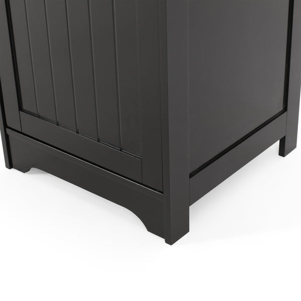 English Elm Christopher Knight Home® - BATHROOM Linen Tower Cabinet with Faux Wood Finish, Modern Slim Vertical Slat Design, Storage Organizer Black 66606.00BLK