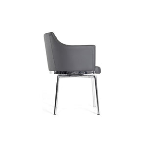 VIG Furniture Kaweah Grey Leatherette Swivel Dining Chair With Polished Chrome Frame — Sculptural Comfort, Compact Design VGHR3149-GRY