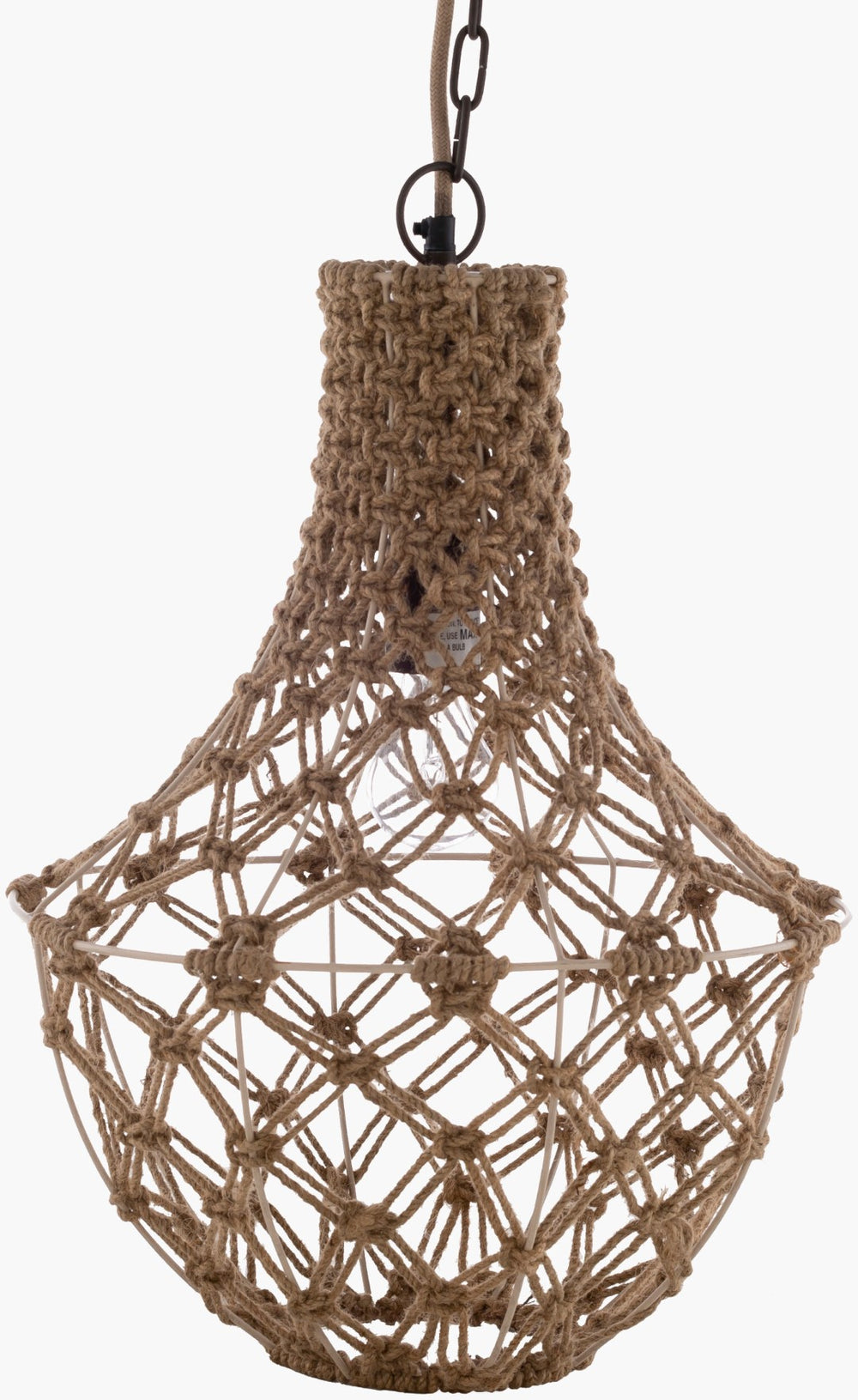 Surya Kaylee 14" X 14" X 20" Global-inspired Pendant Light - Elegant Jute & Metal Design For Home Décor Fixture, Tan Jute,Iron Kay-001