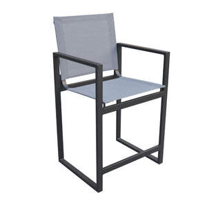 VIG Furniture Kayak Modern Outdoor Counter Stool In Dark Charcoal – Lightweight Aluminum, Quick-Dry Sling Seat, 330 Lb Capacity VGGERH-AGEAN-BS-CTR-GRY-1