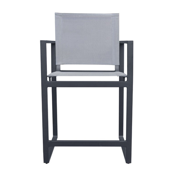 VIG Furniture Kayak Modern Outdoor Counter Stool In Dark Charcoal – Lightweight Aluminum, Quick-Dry Sling Seat, 330 Lb Capacity VGGERH-AGEAN-BS-CTR-GRY-1