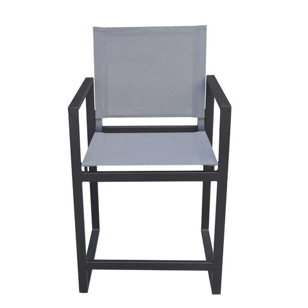 VIG Furniture Kayak Modern Outdoor Counter Stool In Dark Charcoal – Lightweight Aluminum, Quick-Dry Sling Seat, 330 Lb Capacity VGGERH-AGEAN-BS-CTR-GRY-1