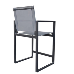 VIG Furniture Kayak Modern Outdoor Counter Stool In Dark Charcoal – Lightweight Aluminum, Quick-Dry Sling Seat, 330 Lb Capacity VGGERH-AGEAN-BS-CTR-GRY-1