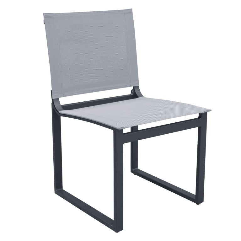 VIG Furniture Kayak Outdoor Dining Chair Set Of 2 — Dark Charcoal Aluminum Frame, Breathable Sling Seat, Stackable (92) VGGERH-AGEAN-CH-GRY-2