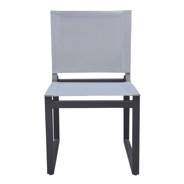 VIG Furniture Kayak Outdoor Dining Chair Set Of 2 — Dark Charcoal Aluminum Frame, Breathable Sling Seat, Stackable (92) VGGERH-AGEAN-CH-GRY-2
