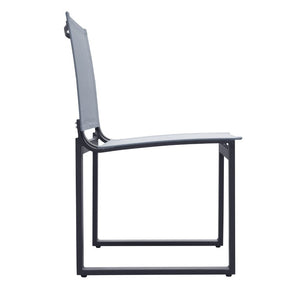 VIG Furniture Kayak Outdoor Dining Chair Set Of 2 — Dark Charcoal Aluminum Frame, Breathable Sling Seat, Stackable (92) VGGERH-AGEAN-CH-GRY-2