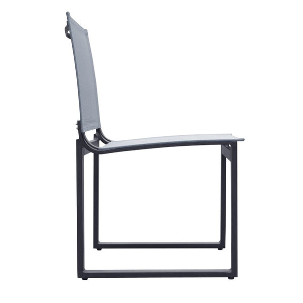 VIG Furniture Kayak Outdoor Dining Chair Set Of 2 — Dark Charcoal Aluminum Frame, Breathable Sling Seat, Stackable (92) VGGERH-AGEAN-CH-GRY-2