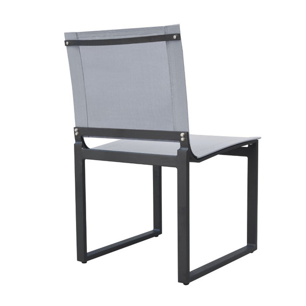 VIG Furniture Kayak Outdoor Dining Chair Set Of 2 — Dark Charcoal Aluminum Frame, Breathable Sling Seat, Stackable (92) VGGERH-AGEAN-CH-GRY-2