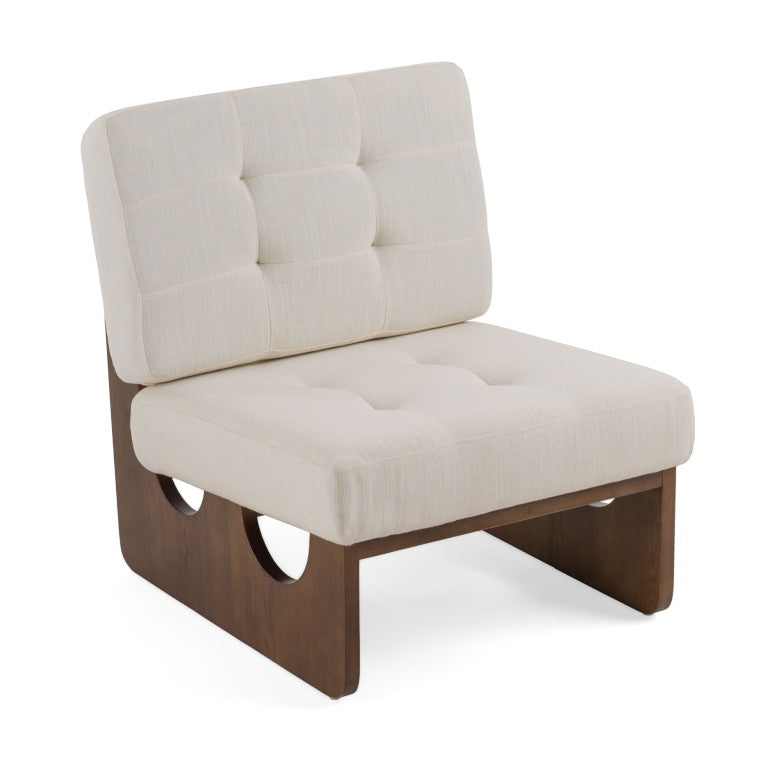 VIG Furniture Kaylie Contemporary Off-White Accent Chair With Tufted Removable Pillow, Foam Seat & Walnut Legs VGEU-7367LC
