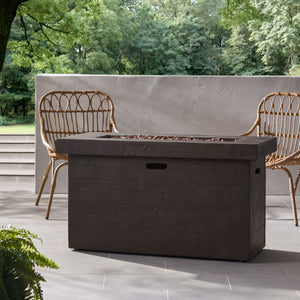 English Elm Custer Outdoor Rectangular Mgo Fire Pit 50000 Btu Patio Entertaining Table 61102.00BRN-50K