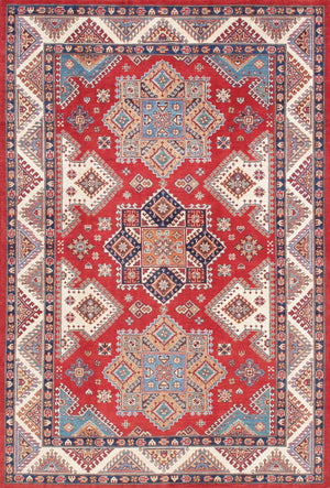 Pasargad Tribal Hand-knotted Wool Area Rug – Vibrant Geometric Design For Timeless Elegance   Kaz-2027 6x9