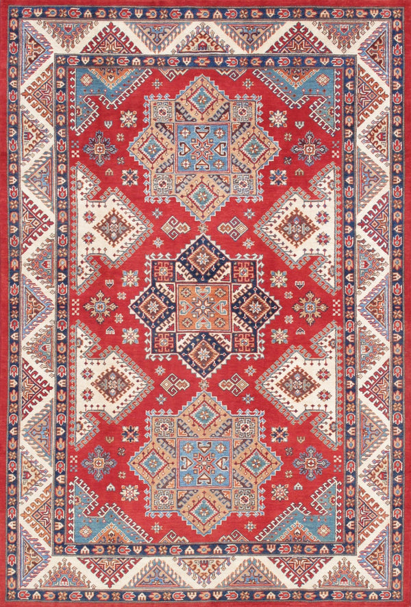 Pasargad Tribal Hand-knotted Wool Area Rug – Vibrant Geometric Design For Timeless Elegance   Kaz-2027 6x9