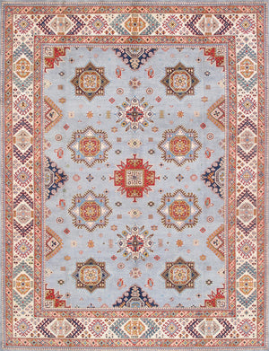 Pasargad Tribal Hand-knotted Wool Area Rug – Vibrant Geometric Design For Timeless Elegance   Kaz-2029 9x12