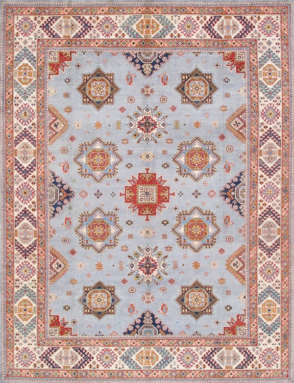 Pasargad Tribal Hand-knotted Wool Area Rug – Vibrant Geometric Design For Timeless Elegance   Kaz-2029 9x12