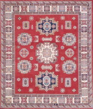 Pasargad Tribal Hand-knotted Wool Area Rug – Vibrant Geometric Design For Timeless Elegance   Kaz-2033 8x10